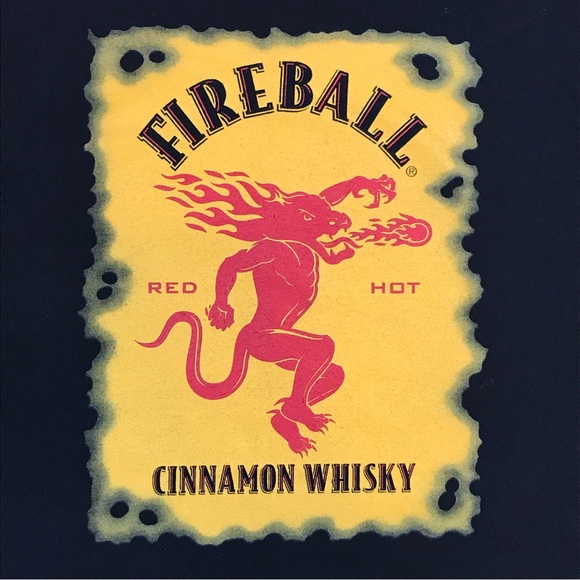 Fireball Cinnamon Whisky Red & Hot Taste Like Heaven, Burns Like Hell Party Tee - Picture 3 of 7